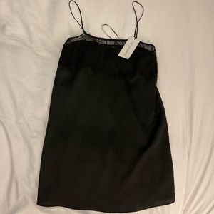 Black lace slip dress